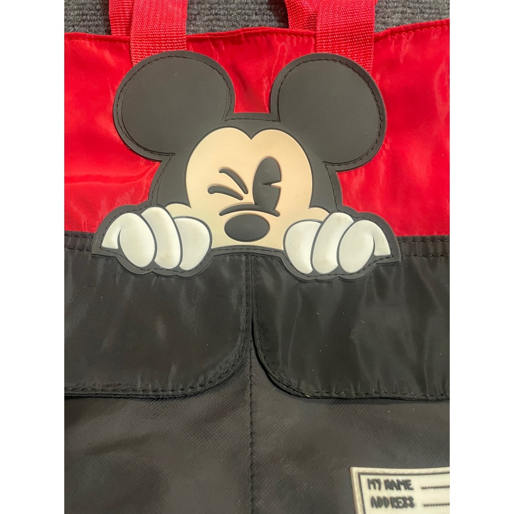 WeiBaiYuan Mickey Mouse Winking Nylon Tote Bag Red Black Disney Style